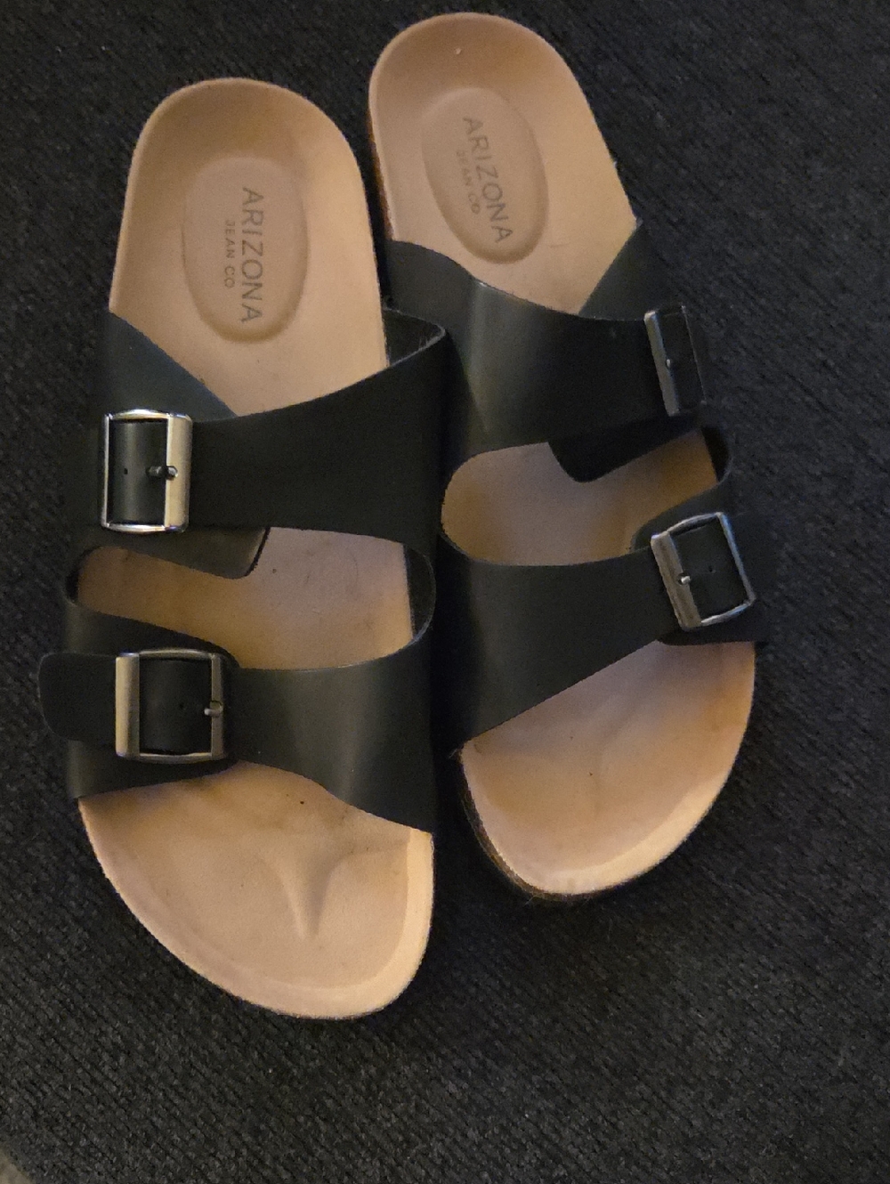Arizona Jean Company Black Two-Strap Buckle Sandals